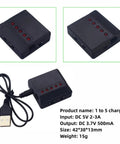 5 In 1 Smart Charger With 5 Pack 3.7V 380mAh Lithium Batteries For Hubsan X4 H107 Series and Syma X11 X11C Drones, USB input shown