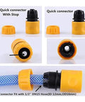 Heavy Duty Garden Hose Quick Connect Set With Snap Fit Brass And Plastic Connector Kit For Leak Proof Repair Joint One Step Attachment And Detachment To Stop Water Waste Outside. 1/2 DN15 hose connector with stop