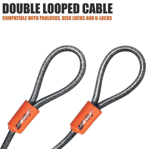 Two Point Five Foot Bike Cable With Loops 5mm Braided Steel Cut Resistant Weatherproof Security Cable Lock detail view
