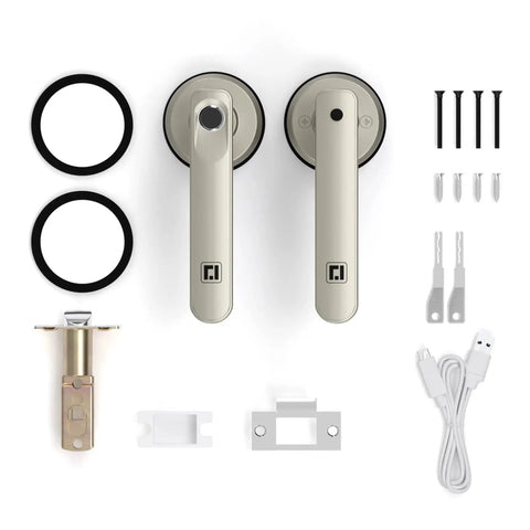 Components of Smart Fingerprint Door Lock With Handle, Biometric Lock For Bedroom, Auto Lock, Slick Silver Finish