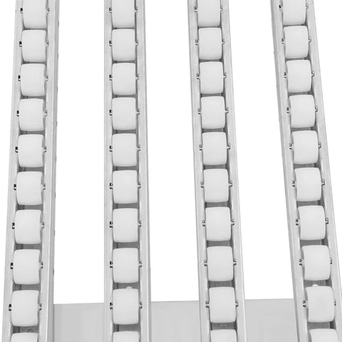 Heavy Duty Foldable Gravity Conveyor Roller 78 Inch Long Unloading Ramp With Four Rows Of Wheels, close-up view of rollers.
