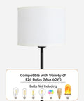 Tall Floor Lamp 58 Inch Modern Standing Light With White Linen Shade Black Metal Pedal Switch E26 Base No Bulb Included