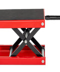 Heavy Duty 1100 Lb Motorcycle Lift Jack With Adjustable Height From 3.25 To 13.25 Inches Scissor Steel Stand side view