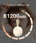 On The Go Baby Sleep Sound Machine With 12 Soothing White Noise Tracks USB Recharge 15 Hour Battery Life next to sleeping baby
