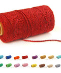 Macrame Cord 1.5mm Cotton String Rope For DIY Crafts 109 Yards With 35 Color Options including vibrant red spool