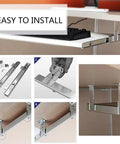 Telescopic Drawer Slides For Keyboard Tray Under Desk, All Metal Ball Bearing Sliding Rails, Heavy Duty 45 Kg Load, 300mm 12 Inch Length
