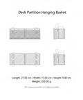 Cubicle Friendly Hanging Basket Organizer For Office Desk Essentials 1 Piece shown with dimensions and design details