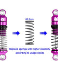 4 Pack Aluminum 24.5mm Beefed Up Shock Absorber Damper Set For Axial SCX30 1 By 30 RC Crawler Upgrades Purple with springs