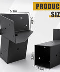 Four Piece Trail Tough Heavy Duty Steel Deer Stand Brackets For 4x4 Posts Rock Solid Hunting Setup Reinforced Bearing Supports Heavy Load Capacity Camp Accessories, showing dimensions 6.1in x 3.4in and 3.6in x 3.6in.