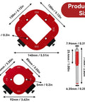 Game Changer Radius Jig Router Templates Paired With Dual Precision Trimming Cutters For No Sweat Woodworking Corners And Smooth Table Edges Heavy Duty Aluminum Alloy Template Kit showing size measurements and radius options.