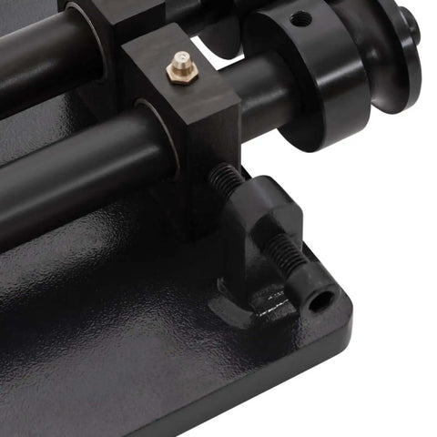 Close-up of Heavy Duty Sheet Metal Bead Roller With Six Dies 18 Ga Rotary Machine, showing metal construction and die attachment detail.