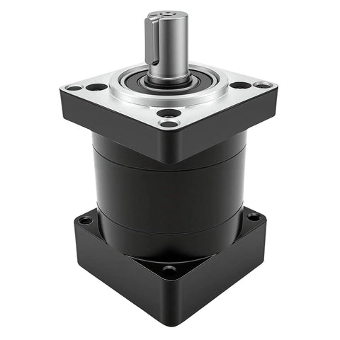 Planetary Gearbox 50 To 1 Reduction With 86Mm Flange And 16Mm Output Shaft, 3000 Rpm Speed Reducer For 14Mm Input Shaft, depicted from side
