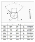 Diagram showing measurements of Heavy Duty Fuel Line Clip Set With 420 Manganese Steel Spring Wire Clips For 5mm To 14mm Hoses