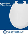 Durable Wood Toilet Seat With Easy Clean Hinges, Elongated White Six-Pack, Made In USA, Quick Release for Easy Cleaning