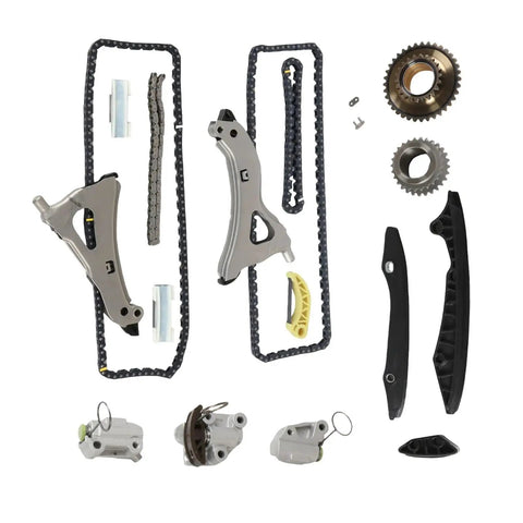 High Performance Timing Chain Kit For Mercedes Benz W212 E500 S500 CL500 SL500 With 4.7L V8 M278 Engine Made From Heavy Duty Alloy For Long Lasting Durability And Reliable Power, timing chain and gears laid out