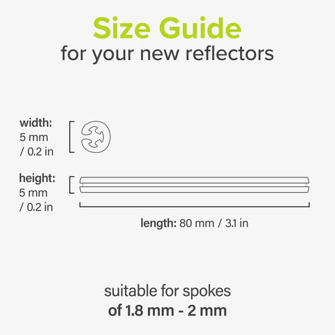 Size guide for Bike Spoke Reflectors For Night Riding With 360 Degree Visibility Easy Mounting 3M Scotchlite Reflective Material