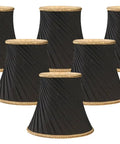 Twisted Bell Chandelier Shade With Decorative Trim In Black Three Inch By Five Inch By Four And A Half Inch Six Pack Double Flame Clip On Fitter