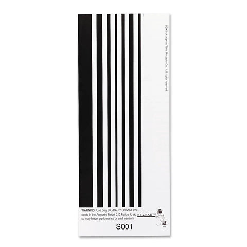 Rock Solid Time Clock Punch Cards Designed For ATT310 Recorders Featuring Hella Durable Stock And No Fuss Date Layout Makes Daily Tracking A Breeze In A Go To Bulk Pack Of Two Hundred image showing punch card design with black and white stripes.