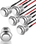 5 Pack 12mm Waterproof Momentary Push Button Switches Prewired Stainless Steel High Head On Off 2A 12V/24V/125V/250V AC IP65 Rugged Panel Buttons