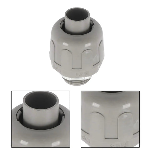 Heavy Duty Liquid Tight Connector 1/2 Inch Straight 180 Degree No Sweat Install Steel Plastic Conduit Fitting Solid Grip 150 Pack with gray plastic housing.