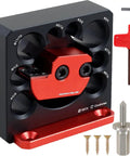 No Hassle Adjustable Dowel Maker Jig Kit With Eight Size Options From 5/16 To 3/4 Inch aluminum jig with preset holes for woodworking projects.