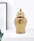 Hassle Free Ceramic Pantry Canisters For Tea Coffee Sugar Spices Totally Sealed Kitchen Storage Jars With Secure Lids in gold finish.