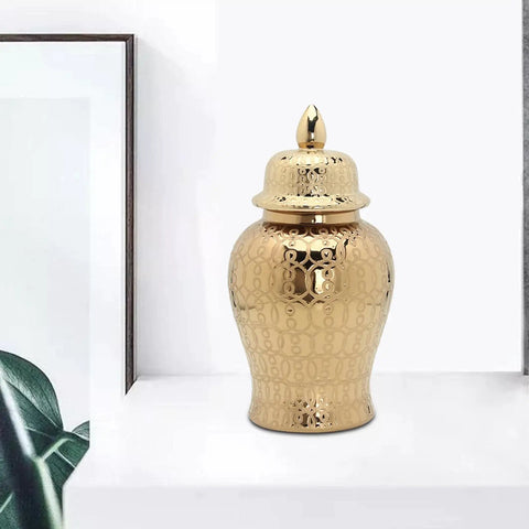 Hassle Free Ceramic Pantry Canisters For Tea Coffee Sugar Spices Totally Sealed Kitchen Storage Jars With Secure Lids in gold finish.
