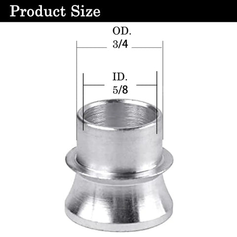 Heavy Duty High Misalignment Spacer Three Quarter To Five Eighth Inch Bore For Heim Joints Rod End Four Pack Converts Three Quarter Bore To Five Eighth Inch Bolt Fits Automotive And Industrial Linkages, 3/4 OD, 5/8 ID steel