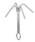 Front view of a Four Claw 316 Stainless Steel Anchor Grappling Hook For Marine Boats And Yachts with 4-claw design and ring for attachment.