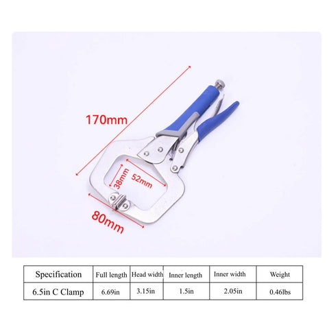 Four Piece C Clamp Locking Pliers Set Includes 6.5 Inch, 9 Inch, 11 Inch And 18 Inch Heavy Duty Welding C Clamps For Woodworking