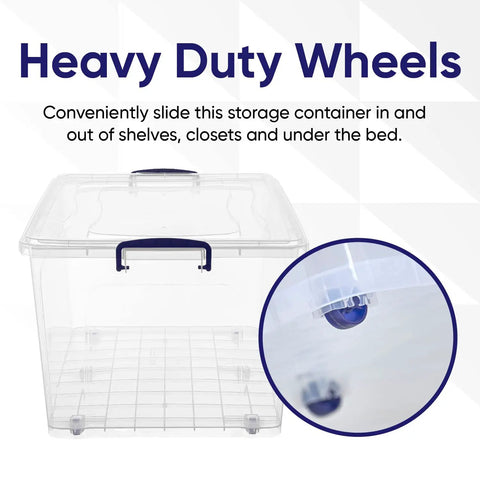 Badass Heavy Duty Clear Storage Bins With Slick Rolling Wheels 2 Pack 85 Qt Hella Spacious Stackable Design For Home Garage And Closets Smoothly Organizes Linen Tools Clothes Gear