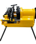 Heavy Duty Electric Pipe Threader Machine With Npt And Bspt Dies For Half To Four Inch Pipe 750 Watt 220v Motor side view with chuck and handle.