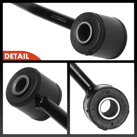Close-up details of Set Of Two Rear Sway Bar Links For Jeep Grand Cherokee WJ 1999 2004 Stabilizer Links, bushings highlighted.