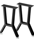 Two 16 Inch Metal Table Legs With Adjustable Leveling Glides Matte Black Finish DIY Friendly Perfect For DIY Coffee Tables Desks Or Benches Easy Install Strong Industrial Style