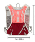 Lightweight Running Vest Hydration Backpack With Breathable Mesh Back Reflective Outdoor Daypack, pink, front view