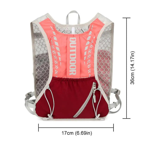 Lightweight Running Vest Hydration Backpack With Breathable Mesh Back Reflective Outdoor Daypack, pink, front view