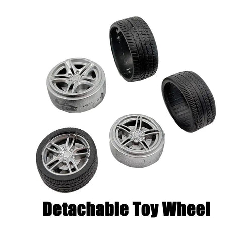 12 Pcs RC Car Tire Wheel Kit With Rubber Wheels And Premium Round Rod Shafts For RC Cars Trucks Robots Boats And Helicopters DIY Model Building Style Two with detachable design