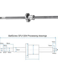 SFU1204 Ball Screw Kit 12mm Dia 4mm Lead 350mm Long With Ball Screw Nut Anti Backlash End Machining For BK BF12 CNC Machines diagram