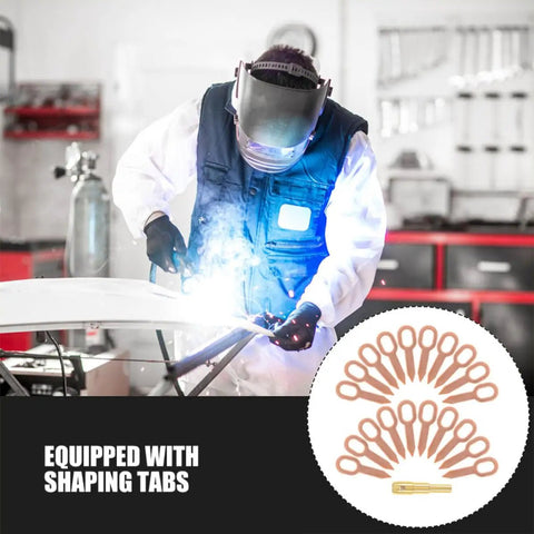 Technician using Beast Dent Puller And Welder Kit For Auto Body And Sheet Metal Repair With Shaping Tabs Durable Steel Construction Easy To Use Weld Tool For Car Dents And Panel Repair in a garage