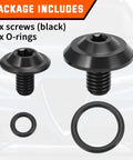 Upgraded Titanium Coolant Bleeder Screw Kit With O Ring In Black Finish For Alfa Romeo Giulia Stelvio 2.0T 2.2 JTDm And 2.9L Twin Turbo V6 Engines Easy Install Durable Metal Hardware For A Leak Free Cooling System showing 2 screws and 2 O-rings