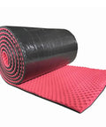 Heavy Duty Self Adhesive Egg Crate Acoustic Foam Roll For Home Studio Soundproofing No Sweat Install Noise Dampening Wall Panels Flame Retardant Sound Absorbing Sponge Crushes Echo Like A Champ Red 1M X 10M X 5Cm rolled out partially.
