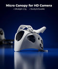 Micro canopy for Meteor75 Pro P1 1S Cinewhoop Drone, shown in white, designed for HD camera support. Compact and sturdy.