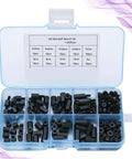 Nylon Hex Threaded Spacers Kit For PC Builds And DIY Electronics Gear 180 Pcs Motherboard Standoff Set In Plastic Storage Box Compact Portable Spacers For Motherboard And PC Board Applications, open case with black M3 standoffs
