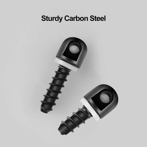 Two Point Crossbow Sling Attachments Mounts With Three Swivels All Metal No Plastic Easy Install Traditional Sling Setup Black Finish Includes Wood Bolt Screws And Studs For Durable Quick Fit, showing two black carbon steel screws.