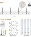 White Wall Mount Coat Rack 4 Pack With 16 Hooks The Go To Key Holder And Bag Hanger dimensions and package contents