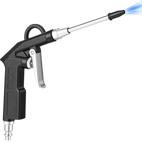 Pro Grade High Volume Air Blow Gun With Adjustable Trigger Stream One Quarter Inch Quick Fitting Nozzle Steel Extension