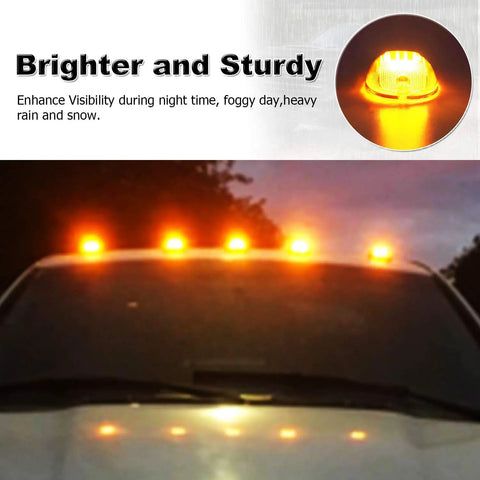 Cab Roof Marker Lights With Smoked Lens And 16 Amber LEDs For Dodge Ram 1500 2500 3500 2003 Through 2016 installed on truck roof
