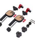 Two Pack 19mm Bench Dog Clamp Set with adjustable screws and rubber pads for workbench holes, versatile and safe clamp upgrade