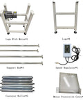 Heavy Duty PVC Conveyor Belt System With Aluminum Frame components, including legs, support rods, rollers, speed regulator, and motor cover.