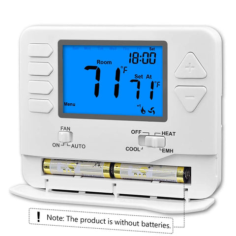 Non-Programmable Heat Pump Thermostat For Home Use Up To 2 Heat And 1 Cool No-Fuss Temperature Control display without batteries
